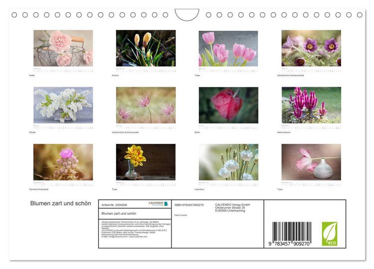 Produktbild: Blumen zart und sch&ouml;n (Wandkalender 2026 DIN A4 quer), CALVENDO Monatskalender