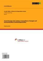 Produktbild: Auswirkungen des Ausbaus erneuerbarer Energien auf konventionelle Kraftwerksportfolios