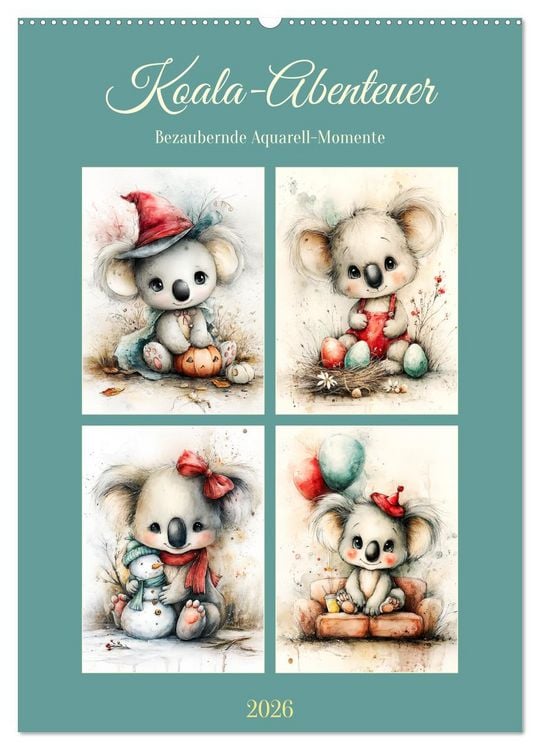 Produktbild: Koala-Abenteuer. Bezaubernde Aquarell-Momente (Wandkalender 2026 DIN A2 hoch), CALVENDO Monatskalender