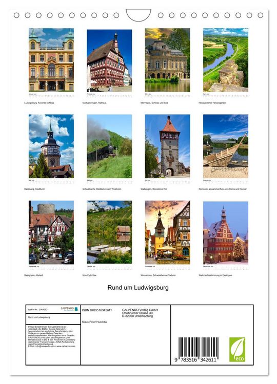 Produktbild: Rund um Ludwigsburg (Wandkalender 2026 DIN A4 hoch), CALVENDO Monatskalender