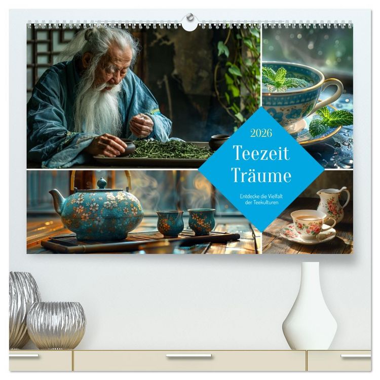 Produktbild: Teezeit Tr&auml;ume (hochwertiger Premium Wandkalender 2026 DIN A2 quer), Kunstdruck in Hochglanz