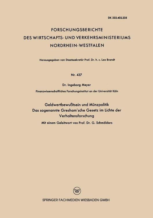 Produktbild: Geldwertbewu&szlig;tsein und M&uuml;nzpolitik Das sogenannte Gresham'sche Gesetz im Lichte der Verhaltensforschung