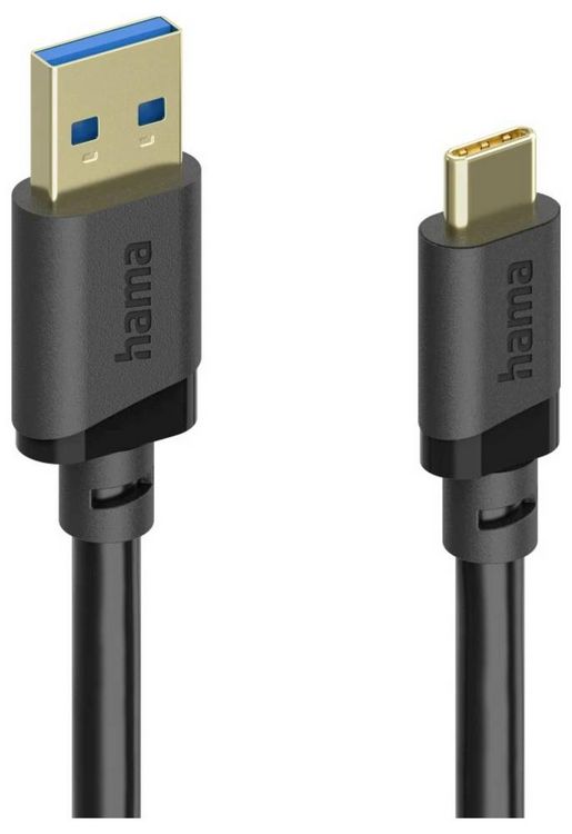 Produktbild: Hama USB-Kabel USB 3.2 Gen1 USB-A Stecker, USB-C&reg; Stecker 0.75 m Schwarz vergoldete Steckkontakte 00202005