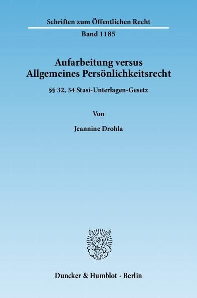 Produktbild: Aufarbeitung versus Allgemeines Pers&ouml;nlichkeitsrecht.