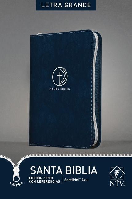 Produktbild: Santa Biblia Ntv, Edici&oacute;n Z&iacute;per Con Referencias, Letra Grande (Sentipiel, Azul, Letra Roja)