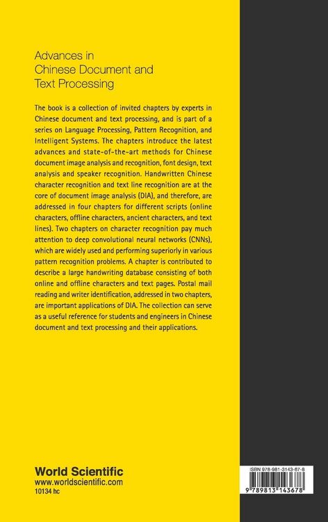 Produktbild: Advances in Chinese Document and Text Processing