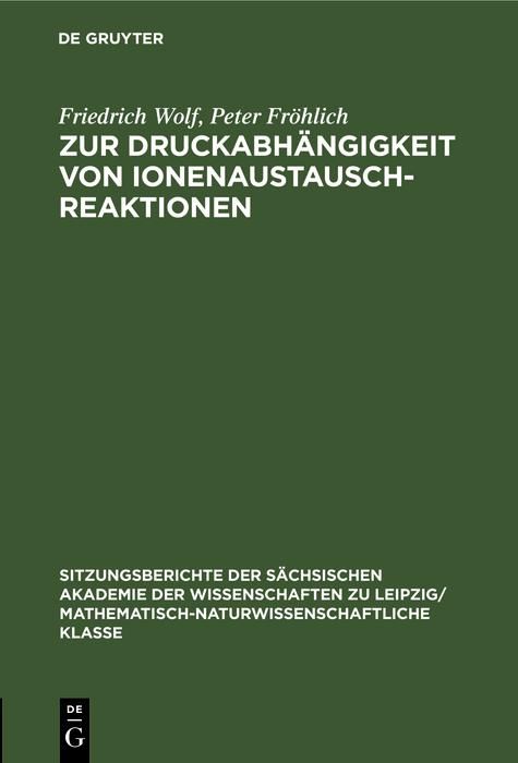 Produktbild: Zur Druckabh&auml;ngigkeit von Ionenaustauschreaktionen