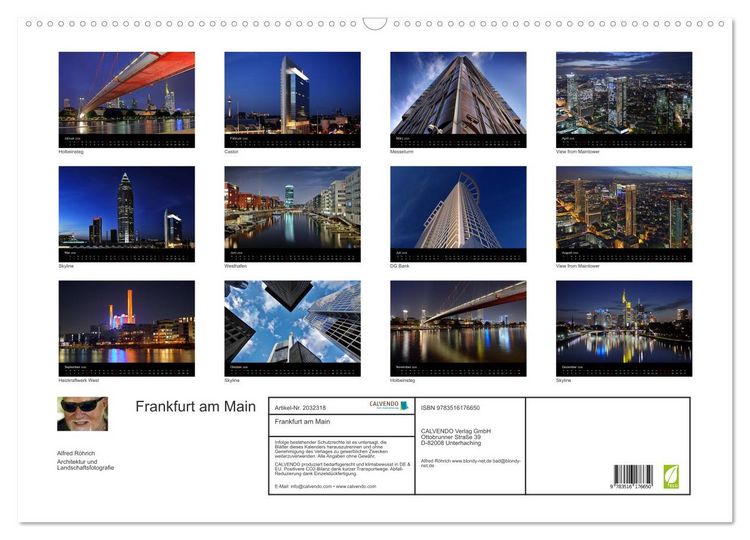 Produktbild: Frankfurt am Main (Wandkalender 2026 DIN A2 quer), CALVENDO Monatskalender