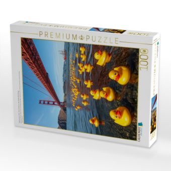 Produktbild: CALVENDO Puzzle Sightseeing in USA - Gummienten an der Golden Gate Bridge | 1000 Teile Lege-Gr&ouml;&szlig;e 64x48cm Foto-Puzzle f&uuml;r gl&uuml;ckliche Stunden