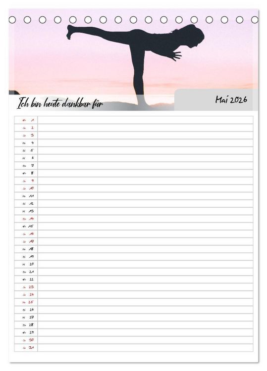 Produktbild: Ich bin dankbar - ein Jahr voller Yoga und Achtsamkeit - Yoga Kalender (Tischkalender 2026 DIN A5 hoch), CALVENDO Monatskalender