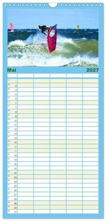Produktbild: Familienplaner 2027 - Funsport Windsurfen mit 5 Spalten (Wandkalender, 21 x 45 cm) CALVENDO