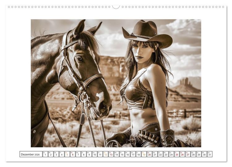 Produktbild: Sattel und Sinnlichkeit - Begegnungen mit den Verf&uuml;hrerischen Cowgirls (Wandkalender 2026 DIN A2 quer), CALVENDO Monatskalender