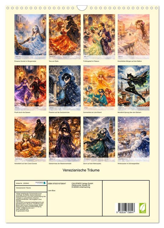 Produktbild: Venezianische Tr&auml;ume (Wandkalender 2027 DIN A3 hoch), CALVENDO Monatskalender