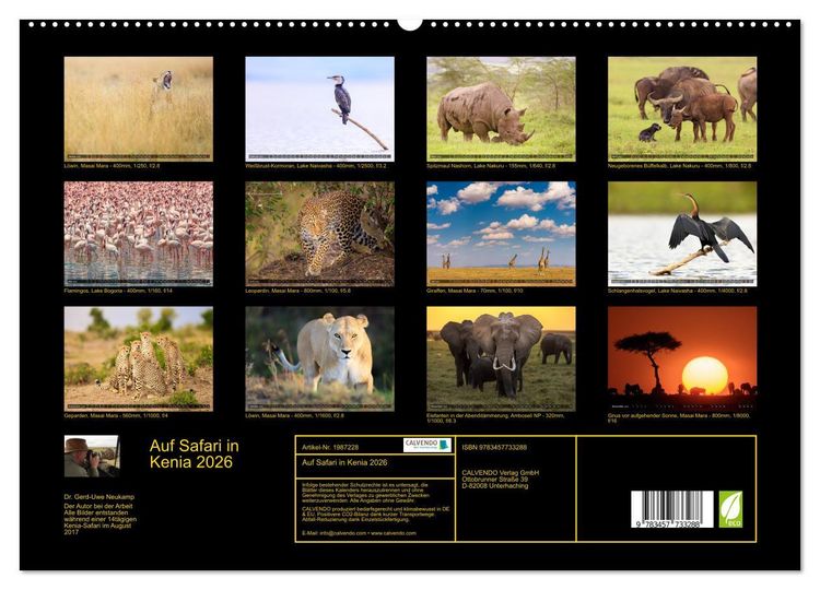 Produktbild: Auf Safari in Kenia 2026 (hochwertiger Premium Wandkalender 2026 DIN A2 quer), Kunstdruck in Hochglanz