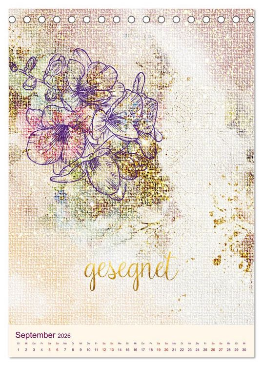 Produktbild: Aquarell Blumenmalerei mit Spr&uuml;chen (Tischkalender 2026 DIN A5 hoch), CALVENDO Monatskalender