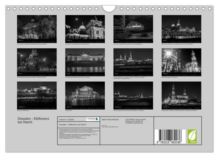 Produktbild: Dresden - Elbflorenz bei Nacht (Wandkalender 2026 DIN A4 quer), CALVENDO Monatskalender