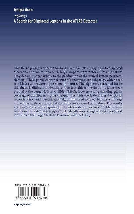 Produktbild: A Search for Displaced Leptons in the ATLAS Detector