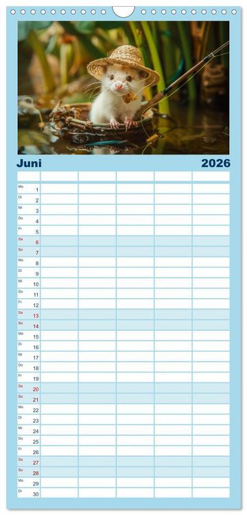 Produktbild: Familienplaner 2026 - Kleine freche Nerze mit 5 Spalten (Wandkalender, 21 x 45 cm) CALVENDO
