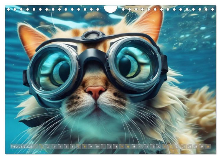 Produktbild: Cats underwater (Wall Calendar 2026 DIN A4 landscape), CALVENDO 12 Month Wall Calendar