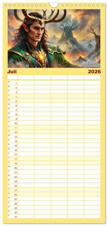 Produktbild: Familienplaner 2026 - Unsterbliche Mythen des Nordens mit 5 Spalten (Wandkalender, 21 x 45 cm) CALVENDO