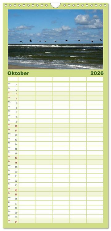 Produktbild: Familienplaner 2026 - T&ouml;werland Juist mit 5 Spalten (Wandkalender, 21 x 45 cm) CALVENDO
