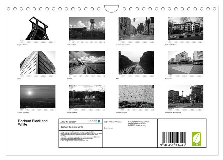 Produktbild: Bochum Black and White (Wandkalender 2026 DIN A4 quer), CALVENDO Monatskalender