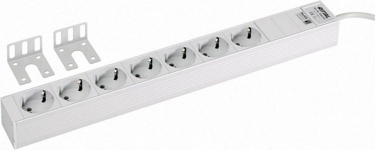Produktbild: Rittal DK 7240.210 19 Zoll Netzwerkschrank-Steckdosenleiste 1 HE Schutzkontaktsteckdose einsetzbarer Winkel an vier Positionen montierbar Grau