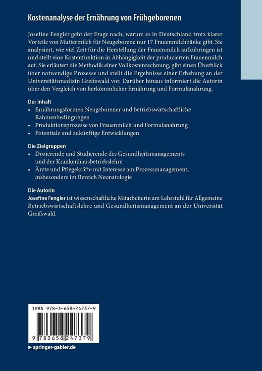Produktbild: Kostenanalyse der Ernährung von Frühgeborenen