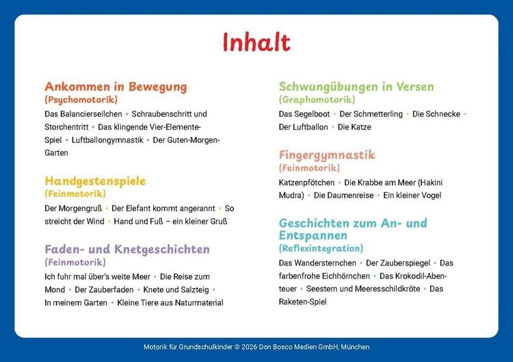 Produktbild: Motorik f&uuml;r Grundschulkinder