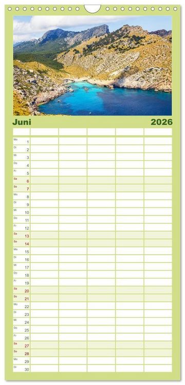 Produktbild: Familienplaner 2026 - Mallorca - einzigartige Luftbildaufnahmen mit 5 Spalten (Wandkalender, 21 x 45 cm) CALVENDO