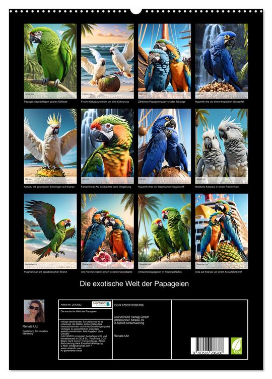 Produktbild: Die exotische Welt der Papageien (hochwertiger Premium Wandkalender 2026 DIN A2 hoch), Kunstdruck in Hochglanz