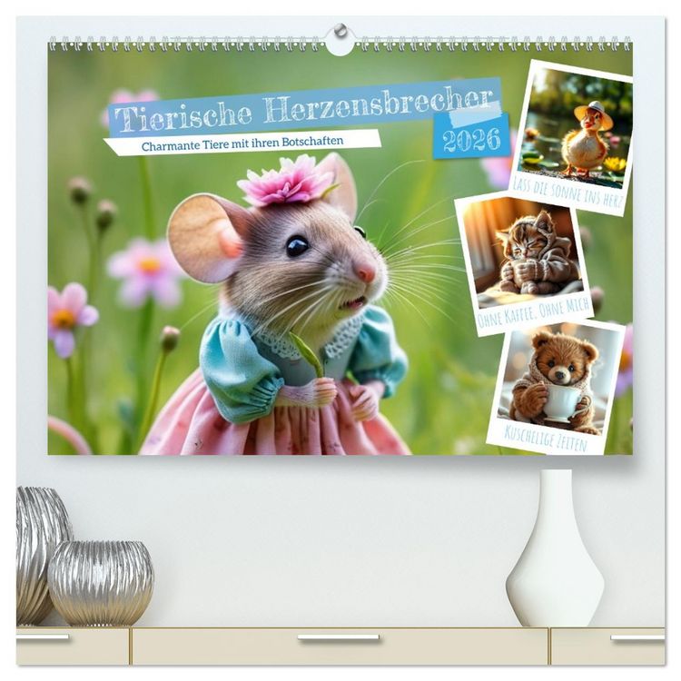Produktbild: Tierische Herzensbrecher - Charmante Tiere mit ihren Botschaften (hochwertiger Premium Wandkalender 2026 DIN A2 quer), Kunstdruck in Hochglanz