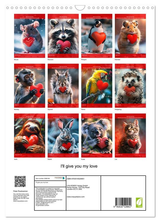 Produktbild: I'll give you my love (Wall Calendar 2026 DIN A3 portrait), CALVENDO 12 Month Wall Calendar