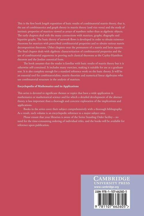 Produktbild: Combinatorial Matrix Theory