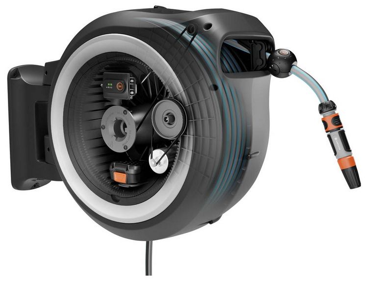 Produktbild: GARDENA 18647-55 Power Roll XXL Akku-Wand-Schlauchbox 40m 1 St. Grau-Wei&szlig;