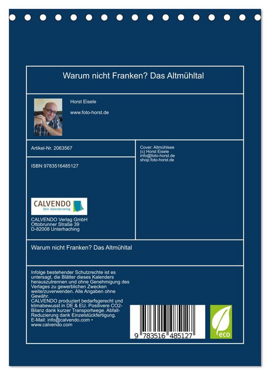 Produktbild: Warum nicht Franken? Das Altm&uuml;hltal (Tischkalender 2026 DIN A5 hoch), CALVENDO Monatskalender
