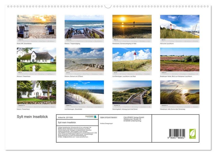 Produktbild: Sylt mein Inselblick (hochwertiger Premium Wandkalender 2026 DIN A2 quer), Kunstdruck in Hochglanz
