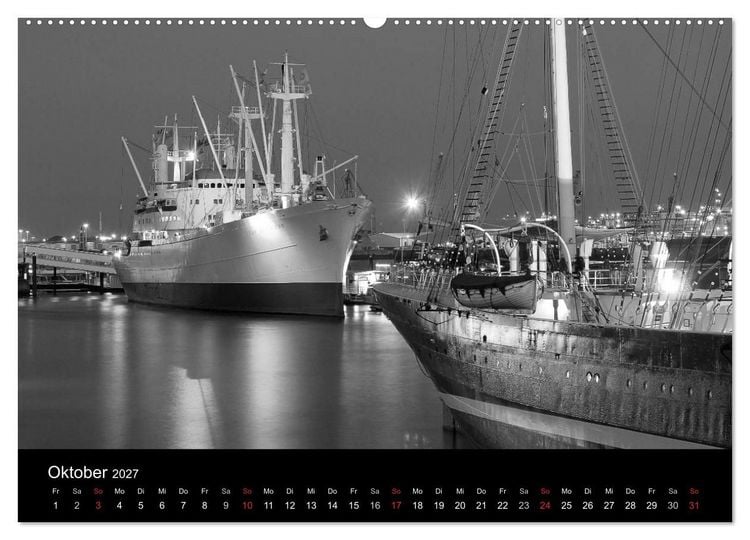 Produktbild: Hamburg monochrome Impressionen (hochwertiger Premium Wandkalender 2027 DIN A2 quer), Kunstdruck in Hochglanz