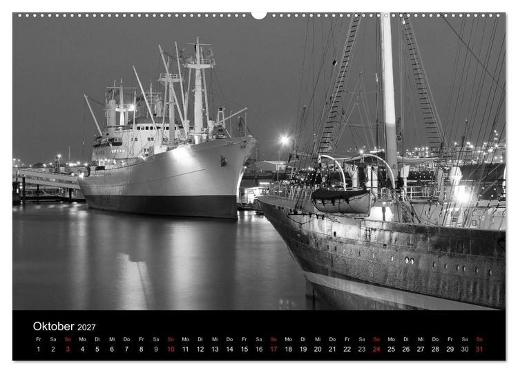 Produktbild: Hamburg monochrome Impressionen (Wandkalender 2027 DIN A2 quer), CALVENDO Monatskalender