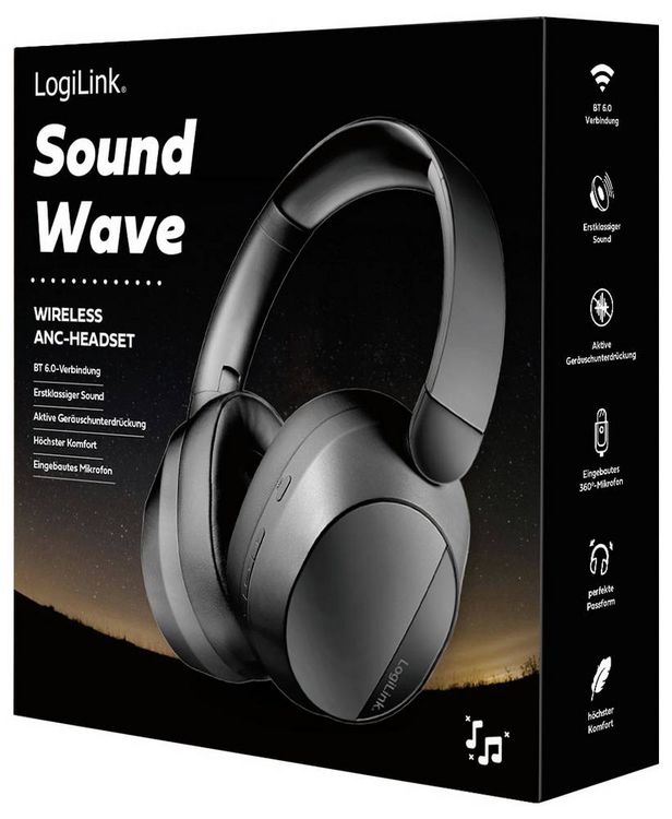 Produktbild: LogiLink BT0071 Over Ear Kopfh&ouml;rer Bluetooth&reg; Schwarz