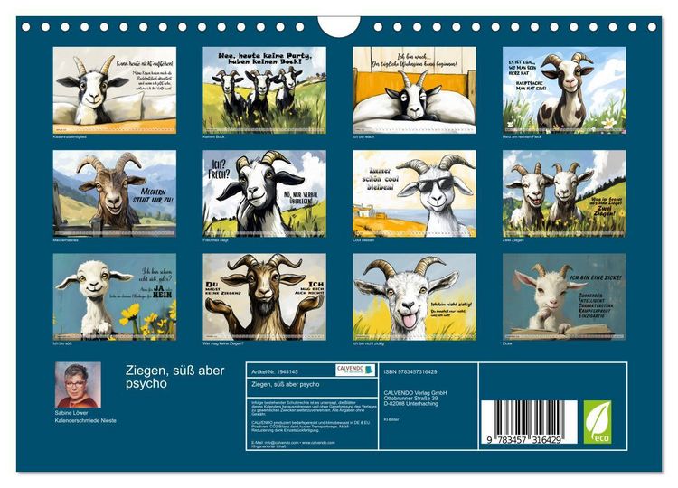 Produktbild: Ziegen, s&uuml;&szlig; aber psycho (Wandkalender 2026 DIN A4 quer), CALVENDO Monatskalender