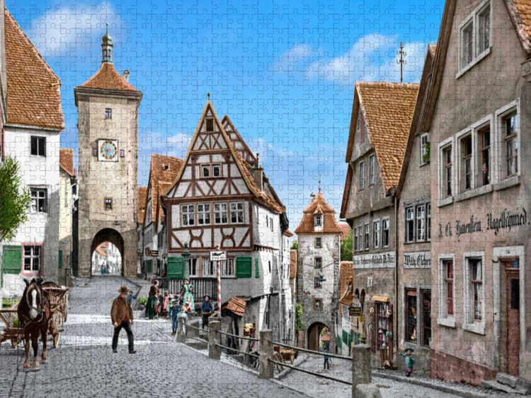 Produktbild: CALVENDO Puzzle Rothenburg - Ploenlein um 1900 | 1000 Teile Lege-Gr&ouml;&szlig;e 64x48cm Foto-Puzzle f&uuml;r gl&uuml;ckliche Stunden