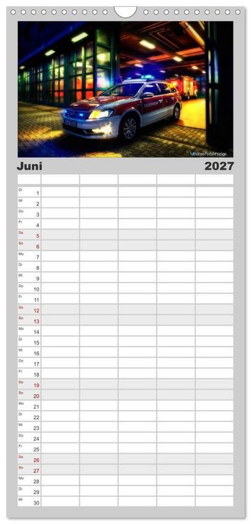 Produktbild: Familienplaner 2027 - HDR Einsatzfahrzeuge mit 5 Spalten (Wandkalender, 21 x 45 cm) CALVENDO