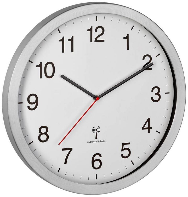 Produktbild: TFA Dostmann 60.3545.02 Funk Wanduhr 40 mm x 5 mm x 40 mm Silber Gro&szlig;es Display