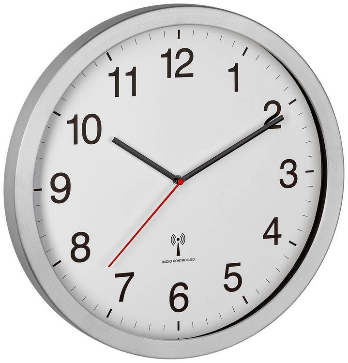 Produktbild: TFA Dostmann 60.3545.02 Funk Wanduhr 40mm x 5mm x 40mm Silber Gro&szlig;es Display