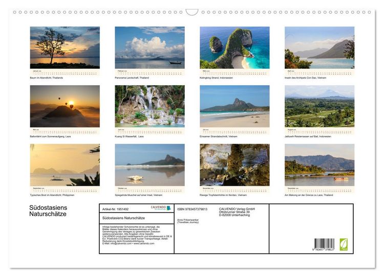 Produktbild: S&uuml;dostasiens Natursch&auml;tze (Wandkalender 2026 DIN A2 quer), CALVENDO Monatskalender