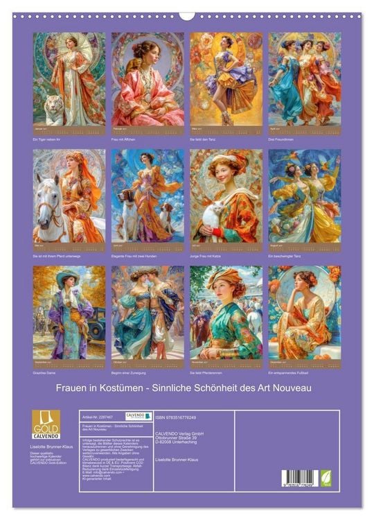 Produktbild: Frauen in Kost&uuml;men - Sinnliche Sch&ouml;nheit des Art Nouveau (Wandkalender 2027 DIN A2 hoch), CALVENDO Monatskalender