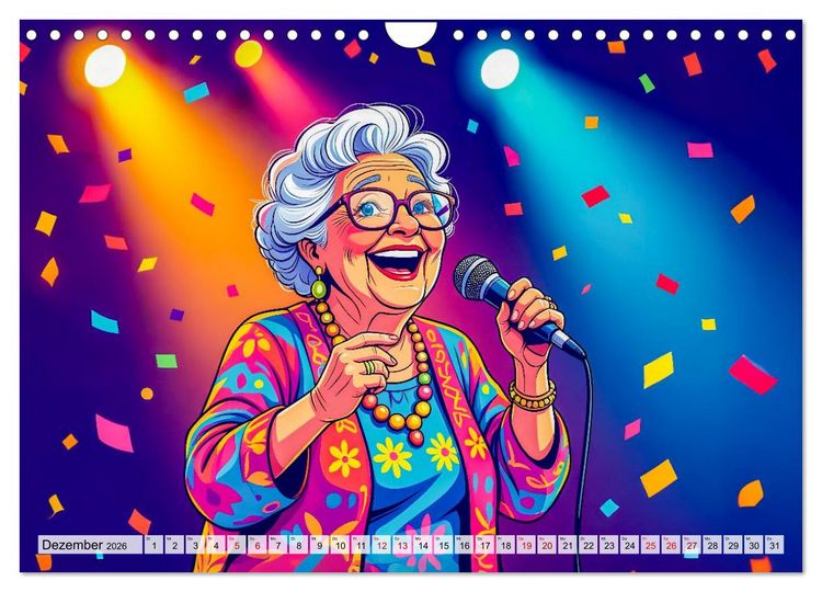 Produktbild: Oma rockt den Ruhestand - Lustiger Frauenkalender mit Humor (Wandkalender 2026 DIN A4 quer), CALVENDO Monatskalender