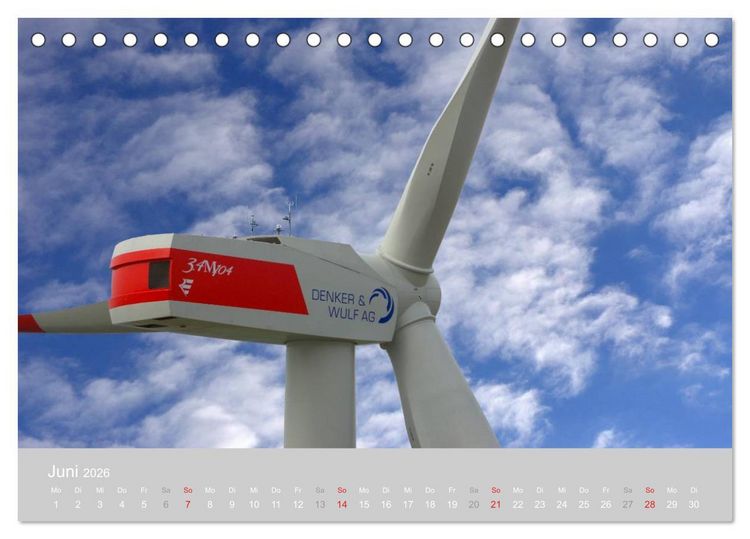 Produktbild: Windkraftanlagen aus der Luft fotografiert (Tischkalender 2026 DIN A5 quer), CALVENDO Monatskalender