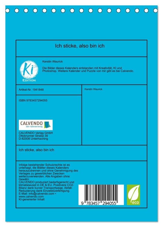 Produktbild: Ich sticke, also bin ich (Tischkalender 2026 DIN A5 hoch), CALVENDO Monatskalender